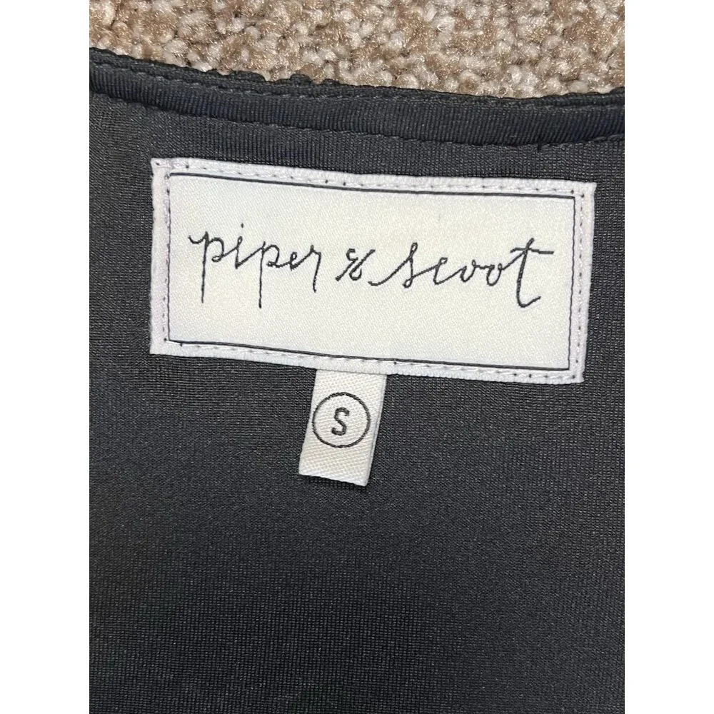 Piper & Scoot Women Ellie Dress Black Small Size Short Sleeves Lace Embroidery - Picture 5 of 13